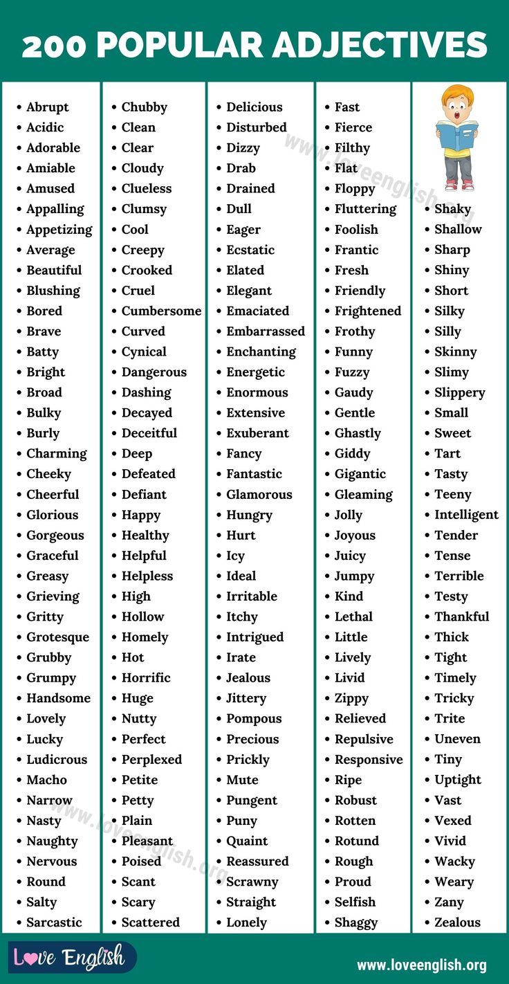 200 popular adjectives / adjetivos populares